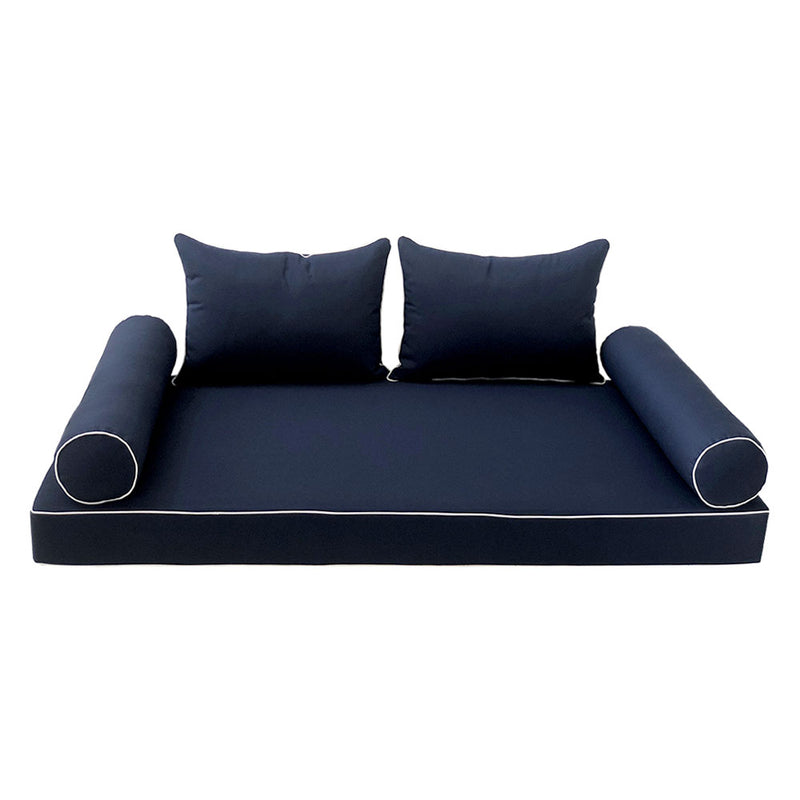 STYLE 4 - Mattress & Pillow Bolster Cushion for Outdoor Indoor Daybed Porch Swing Bed Full Size | COVERS ONLY |