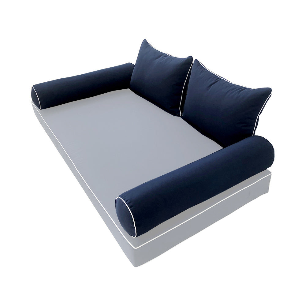 STYLE 4 Pillow & Bolster Cushion for Outdoor Indoor Daybed Porch Swing Bed Full Size | COVERS ONLY |