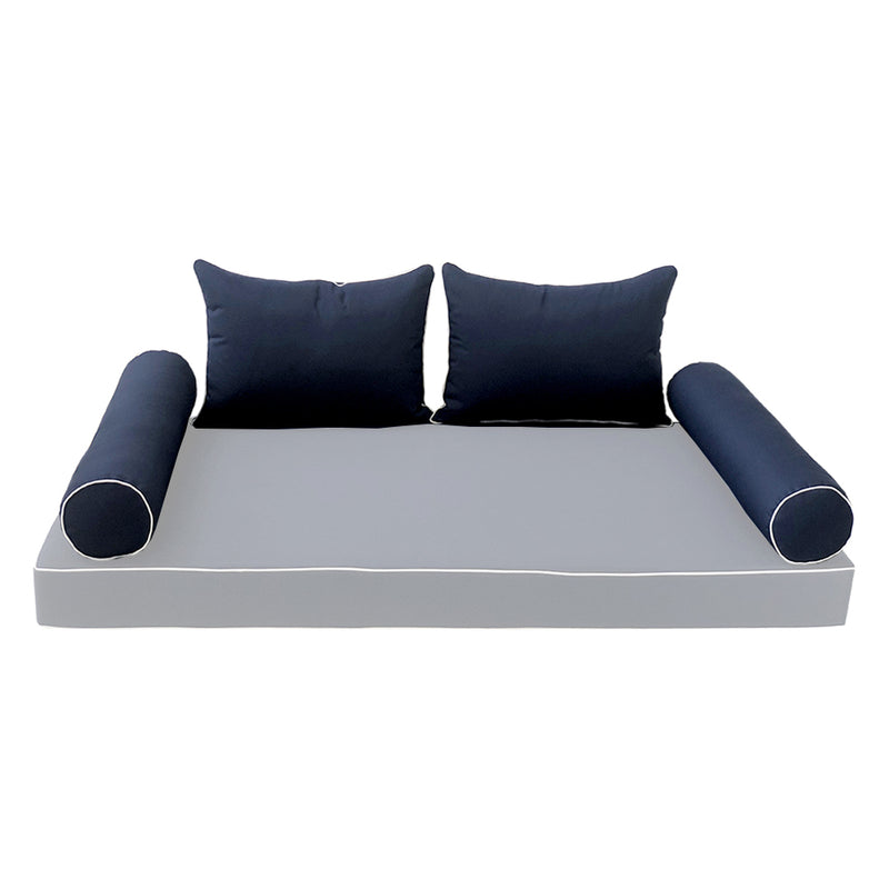 STYLE 4 - Outdoor Daybed Bolster Backrest Pillow Cushion Twin Size |COVERS ONLY|
