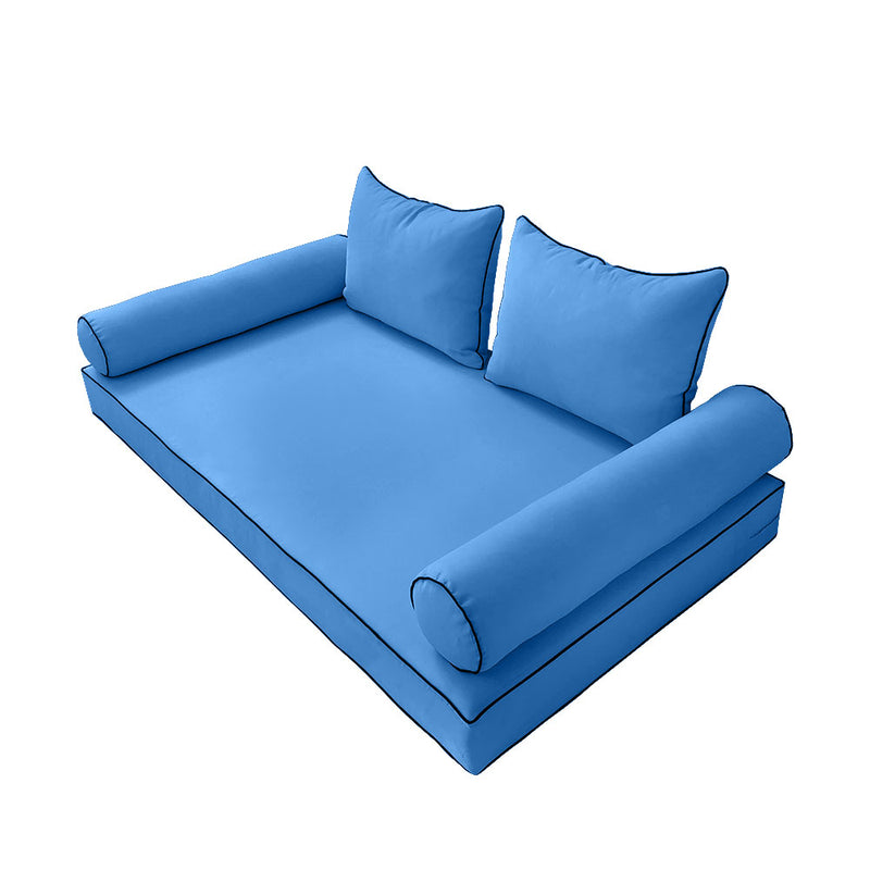 STYLE 4 - Mattress & Pillow Bolster Cushion for Outdoor Indoor Daybed Porch Swing Bed Full Size | COVERS ONLY |