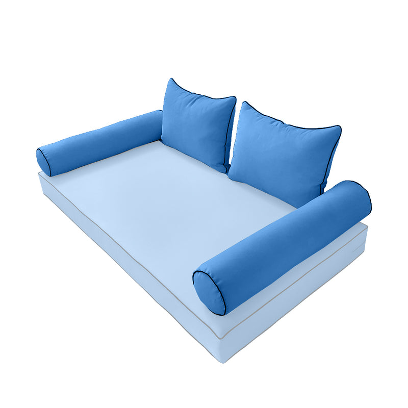 STYLE 4 - Outdoor Daybed Bolster Backrest Pillow Cushion Twin Size |COVERS ONLY|