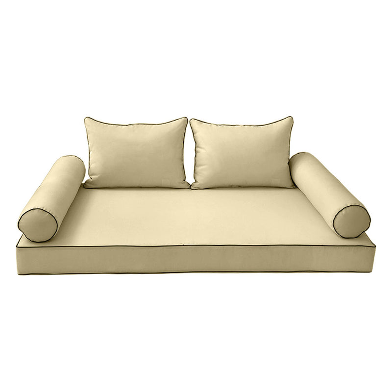 STYLE 4 - Mattress & Pillow Bolster Cushion for Outdoor Indoor Daybed Porch Swing Bed Full Size | COVERS ONLY |
