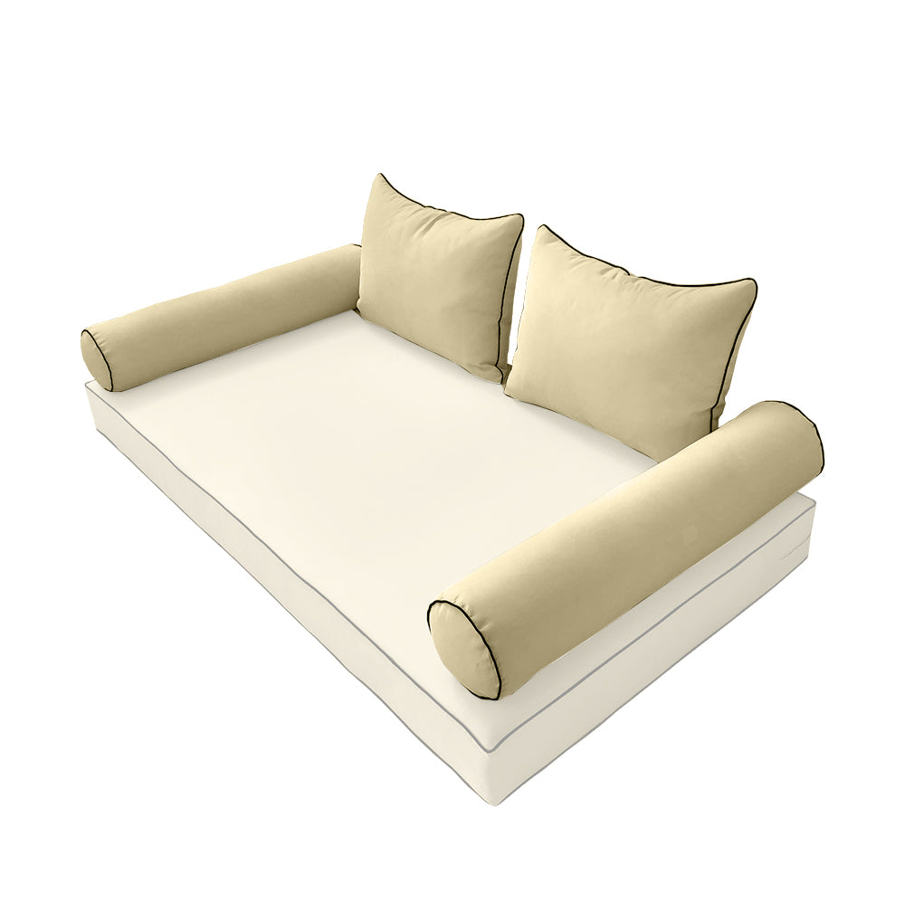 STYLE 4 Pillow & Bolster Cushion for Outdoor Indoor Daybed Porch Swing Bed Full Size | COVERS ONLY |