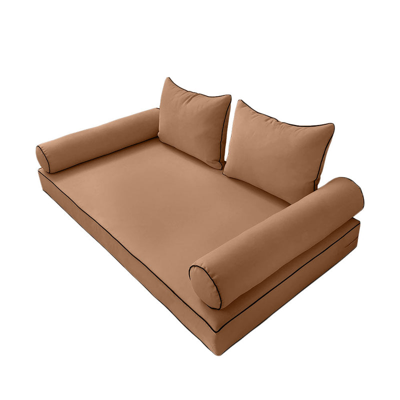 STYLE 4 - Mattress & Pillow Bolster Cushion for Outdoor Indoor Daybed Porch Swing Bed Full Size | COVERS ONLY |