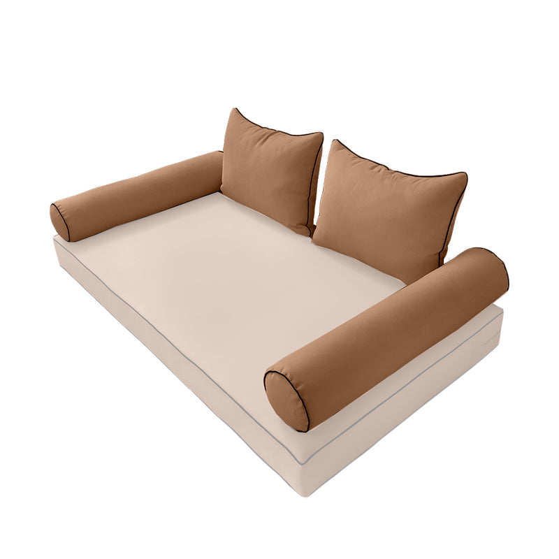 STYLE 4 - Outdoor Daybed Bolster Backrest Pillow Cushion Twin Size |COVERS ONLY|