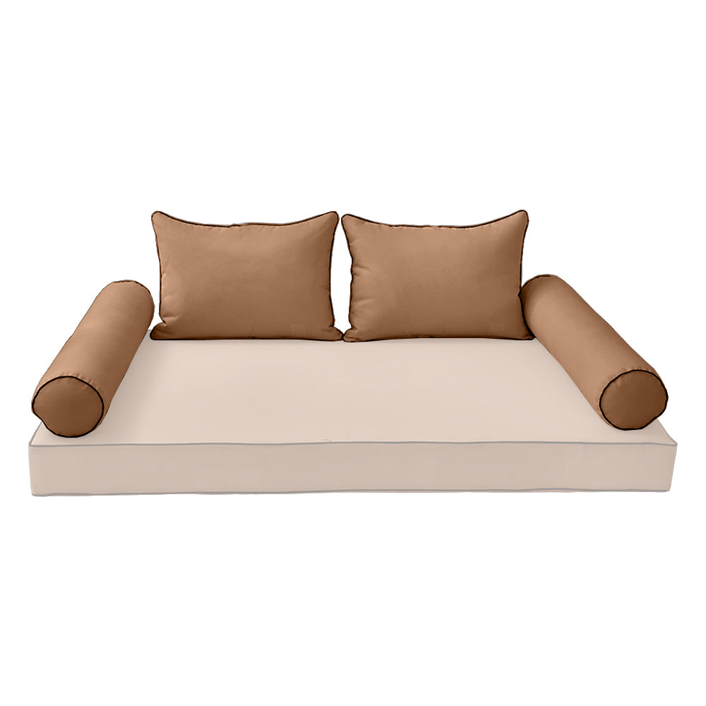 STYLE 4 Pillow & Bolster Cushion for Outdoor Indoor Daybed Porch Swing Bed Full Size | COVERS ONLY |