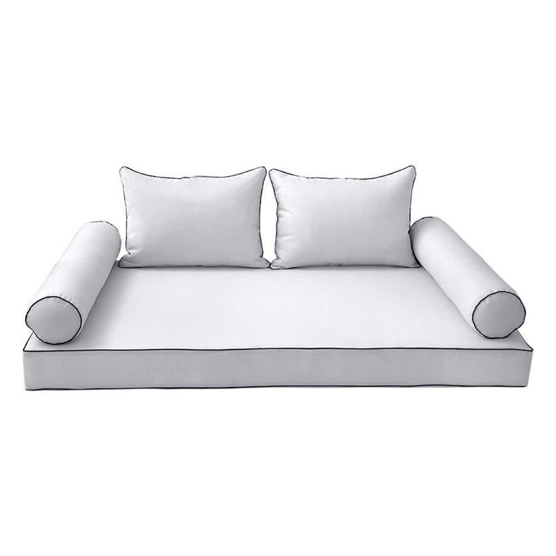 STYLE 4 - Mattress & Pillow Bolster Cushion for Outdoor Indoor Daybed Porch Swing Bed Twin-XL Size | COVERS ONLY |