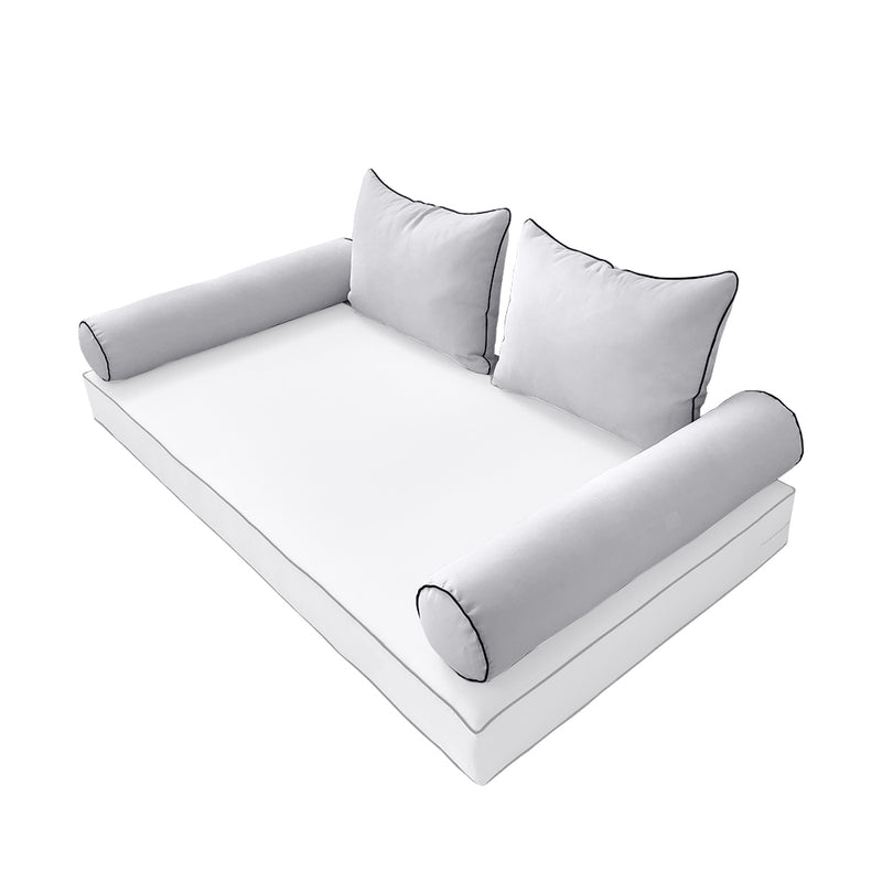 STYLE 4 - Outdoor Daybed Bolster Backrest Pillow Cushion Twin Size |COVERS ONLY|