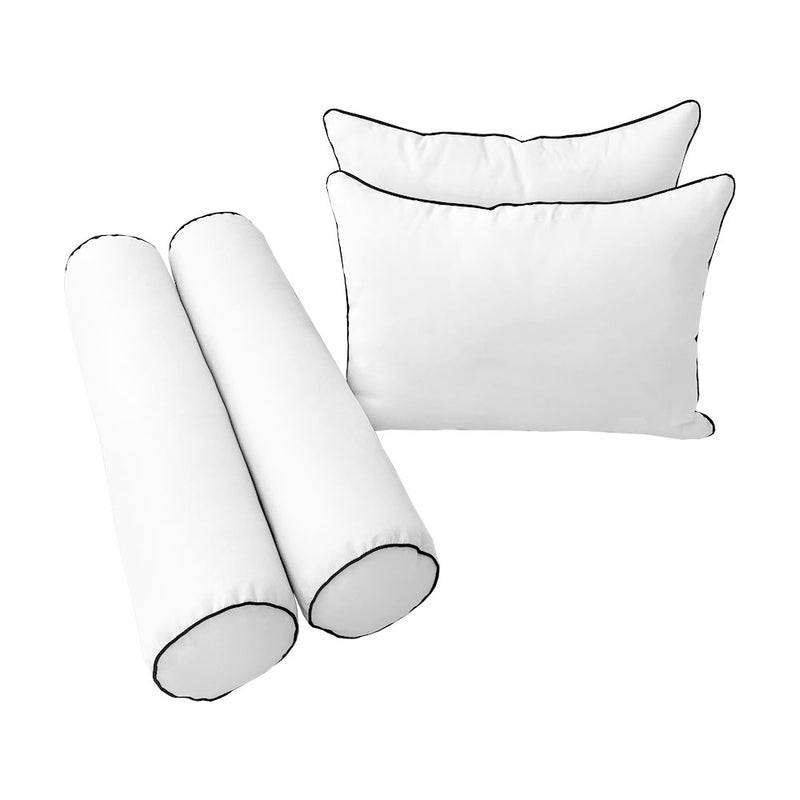 Style4 Twin Contrast Pipe Trim Bolster & Back Pillow Cushion Outdoor SLIP COVER ONLY AD106