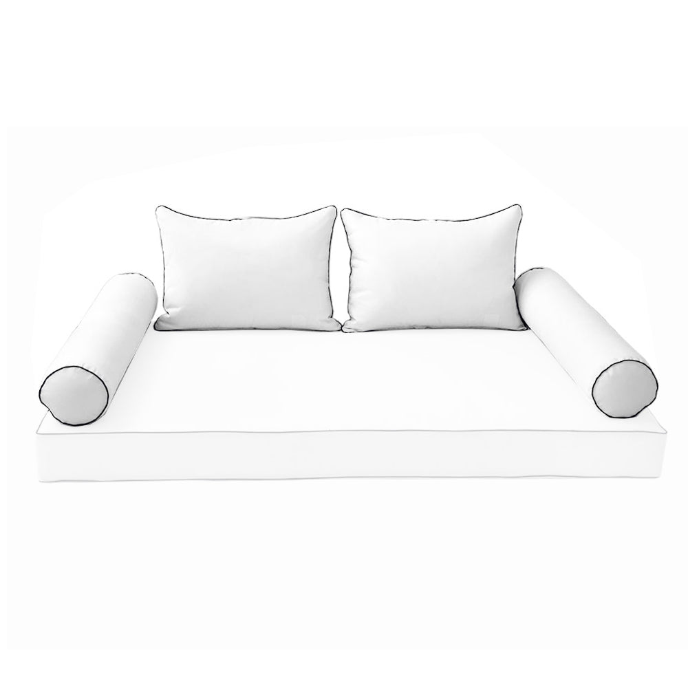 STYLE 4 Pillow & Bolster Cushion for Outdoor Indoor Daybed Porch Swing Bed Full Size | COVERS ONLY |
