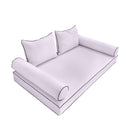 Style4 Twin Size 5PC Contrast Pipe Outdoor Daybed Mattress Cushion Bolster Pillow Slip Cover Complete Set AD107