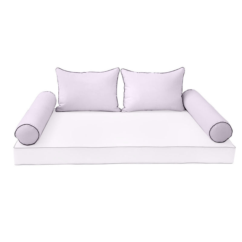 STYLE 4 - Outdoor Daybed Bolster Backrest Pillow Cushion Twin Size |COVERS ONLY|