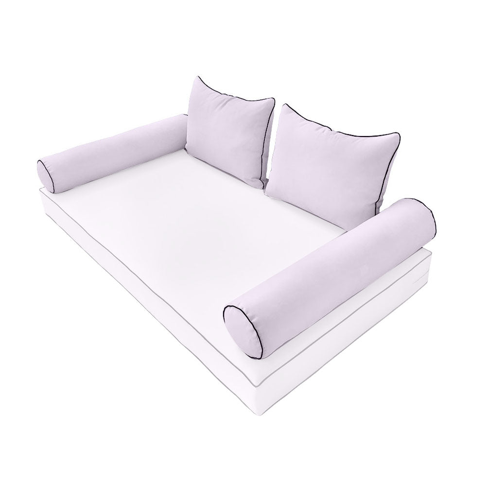 STYLE 4 Pillow & Bolster Cushion for Outdoor Indoor Daybed Porch Swing Bed Full Size | COVERS ONLY |