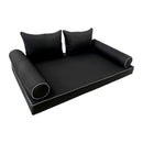 Elegant cushion and bolster set featuring refined craftsmanship and knife-edge detailing, designed for versatile indoor and outdoor comfort.