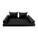 Modern outdoor daybed cushion set with two bolsters and two pillows, ideal for patio, porch, or indoor lounge spaces. — cover only