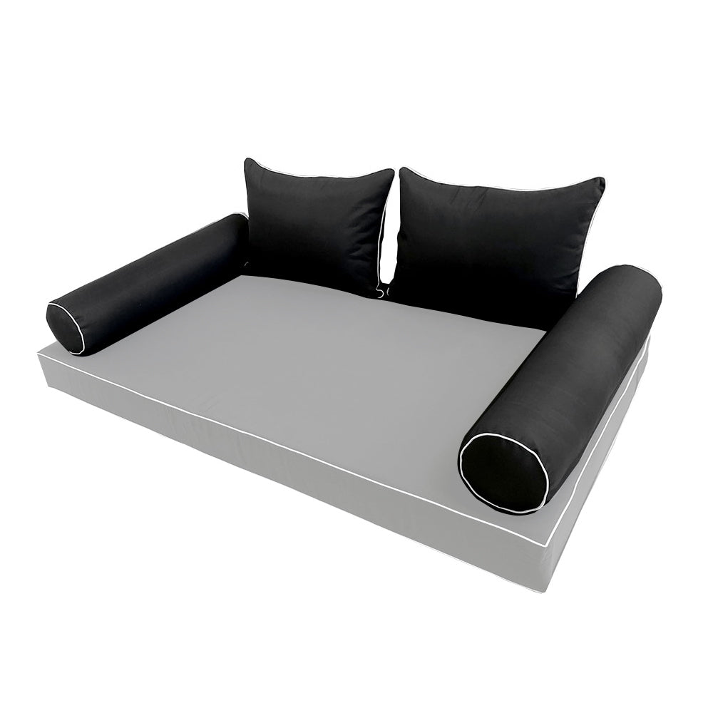 STYLE 4 Pillow & Bolster Cushion for Outdoor Indoor Daybed Porch Swing Bed Full Size | COVERS ONLY |