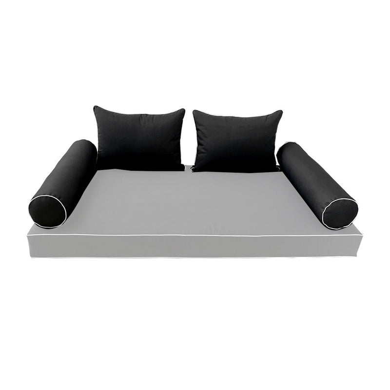 STYLE 4 - Outdoor Daybed Bolster Backrest Pillow Cushion Twin Size |COVERS ONLY|