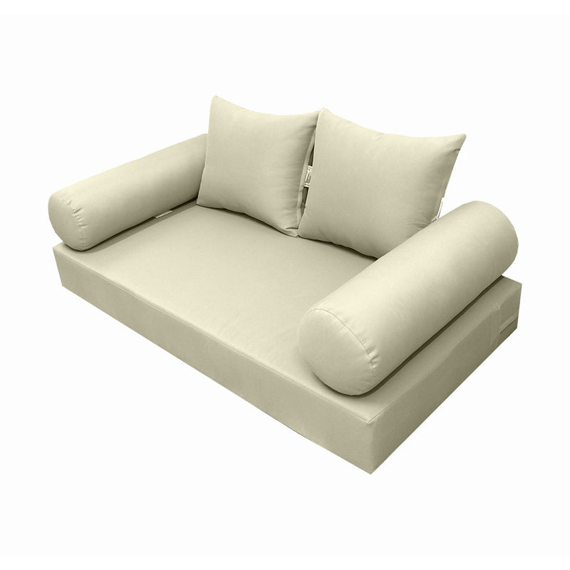 STYLE 4 - Mattress & Pillow Bolster Cushion for Outdoor Indoor Daybed Porch Swing Bed Twin-XL Size | COVERS ONLY |