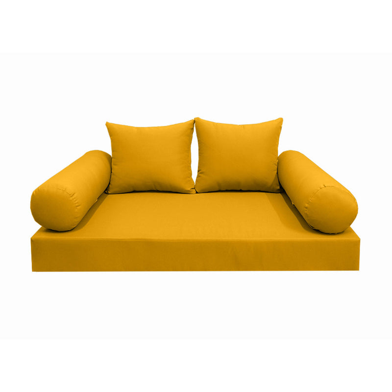 STYLE 4 - Mattress & Pillow Bolster Cushion for Outdoor Indoor Daybed Porch Swing Bed Full Size | COVERS ONLY |