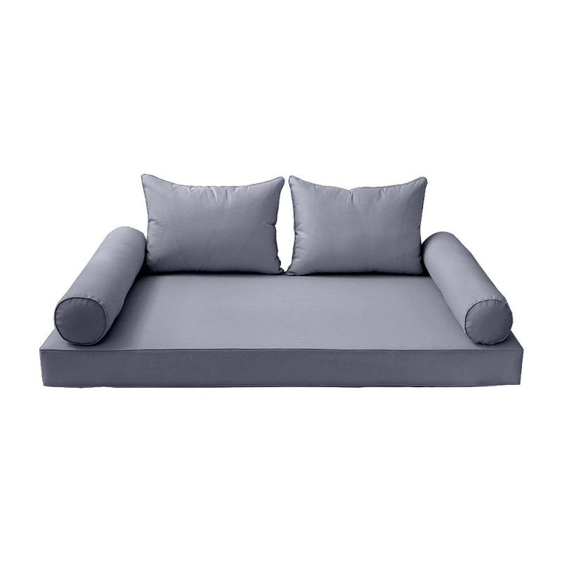STYLE 4 - Mattress & Pillow Bolster Cushion for Outdoor Indoor Daybed Porch Swing Bed Full Size | COVERS ONLY |