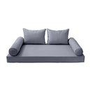 STYLE 4 - Mattress & Pillow Bolster Cushion for Outdoor Indoor Daybed Porch Swing Bed Piped Trim Queen Size AD001 | COVERS ONLY |