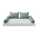 STYLE 4 Pillow & Bolster Cushion for Outdoor Indoor Daybed Porch Swing Bed Twin Size Piped Trim AD002 | COVERS ONLY |