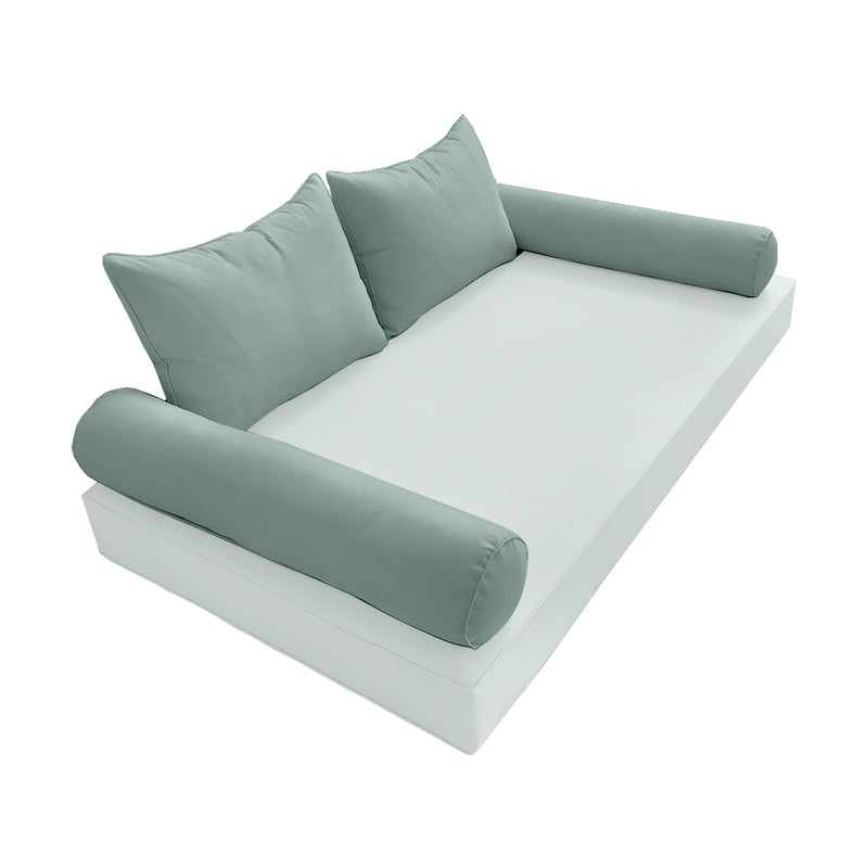 STYLE 4 Pillow & Bolster Cushion for Outdoor Indoor Daybed Porch Swing Bed Twin Size Piped Trim AD002 | COVERS ONLY |