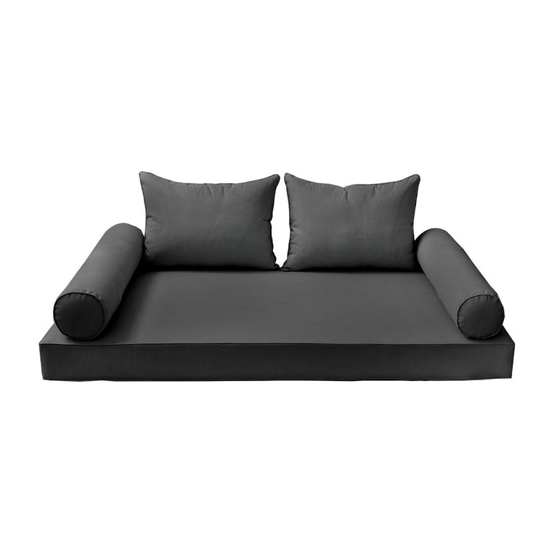 STYLE 4 - Mattress & Pillow Bolster Cushion for Outdoor Indoor Daybed Porch Swing Bed Full Size | COVERS ONLY |