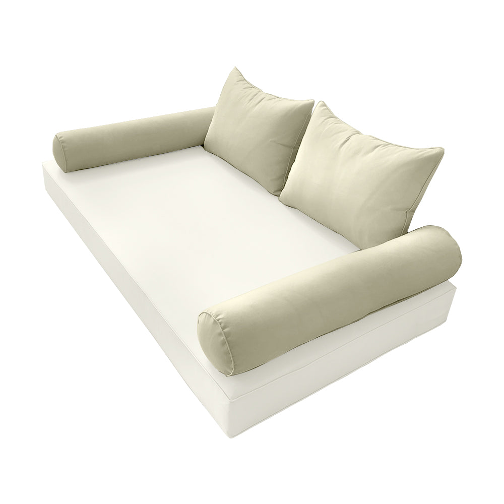 STYLE 4 Pillow & Bolster Cushion for Outdoor Indoor Daybed Porch Swing Bed Full Size | COVERS ONLY |