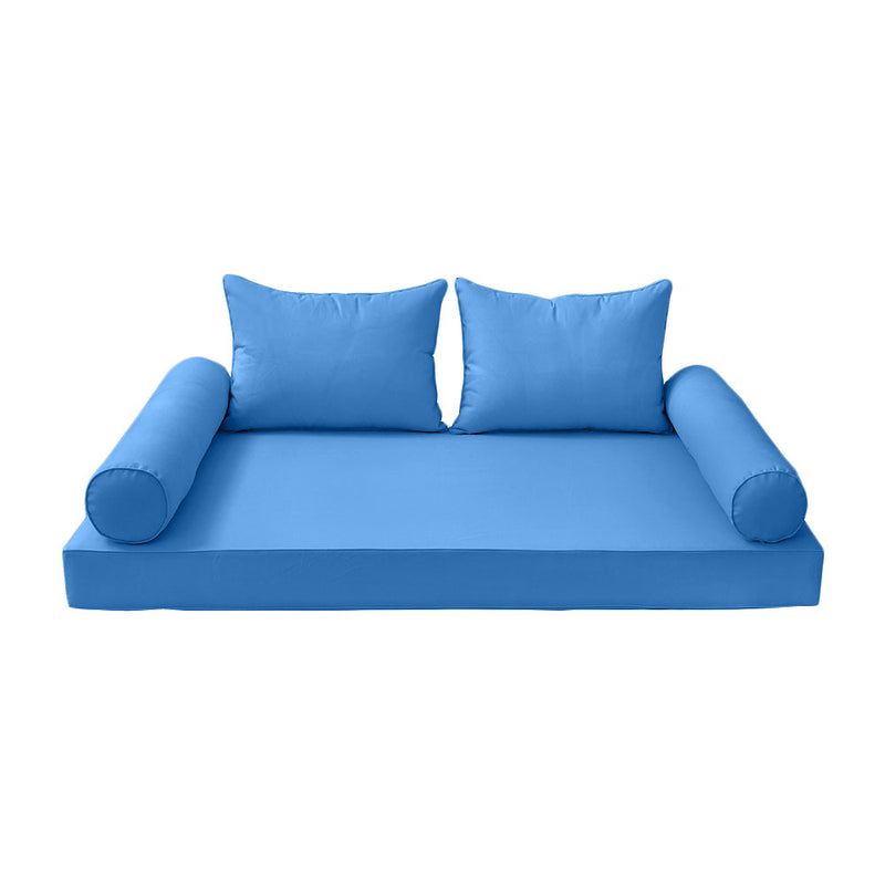 STYLE 4 - Mattress & Pillow Bolster Cushion for Outdoor Indoor Daybed Porch Swing Bed Full Size | COVERS ONLY |