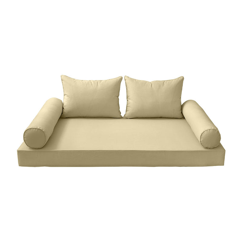 STYLE 4 - Mattress & Pillow Bolster Cushion for Outdoor Indoor Daybed Porch Swing Bed Full Size | COVERS ONLY |
