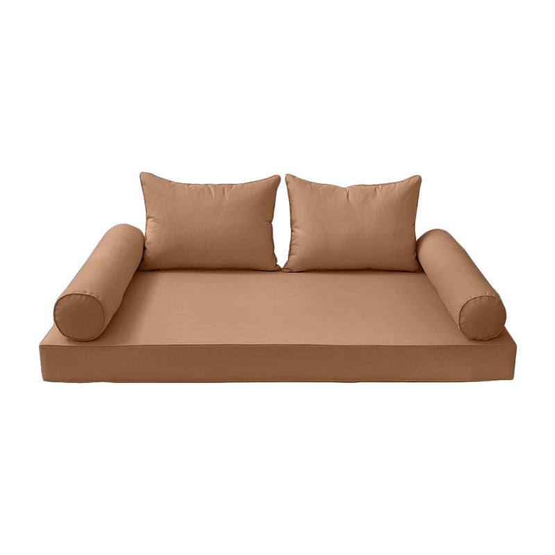 STYLE 4 - Mattress & Pillow Bolster Cushion for Outdoor Indoor Daybed Porch Swing Bed Full Size | COVERS ONLY |