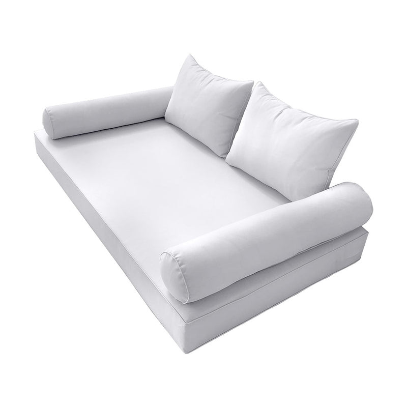 STYLE 4 - Mattress & Pillow Bolster Cushion for Outdoor Indoor Daybed Porch Swing Bed Full Size | COVERS ONLY |