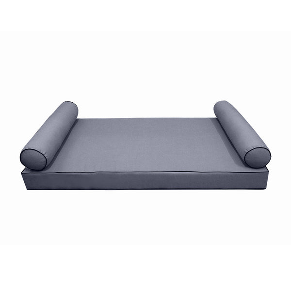 Style5 Queen Size 3PC Contrast Pipe Trim Outdoor Daybed Mattress Cushion Bolster Pillow Slip Cover COMPLETE SET AD001
