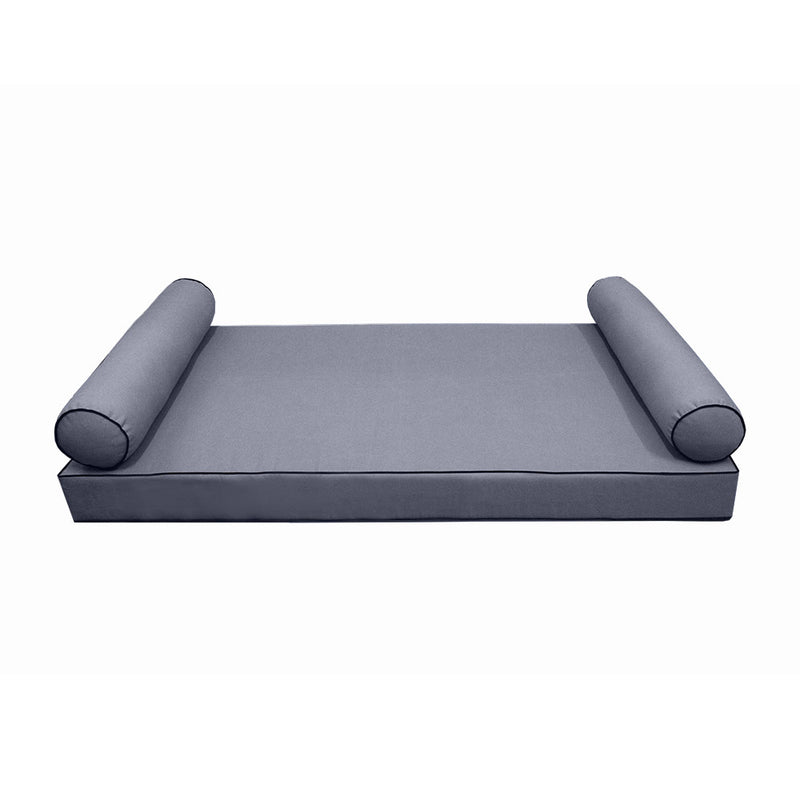 Style5 Full Size 3PC Contrast Pipe Trim Outdoor Daybed Mattress Cushion Bolster Pillow Slip Cover COMPLETE SET AD001