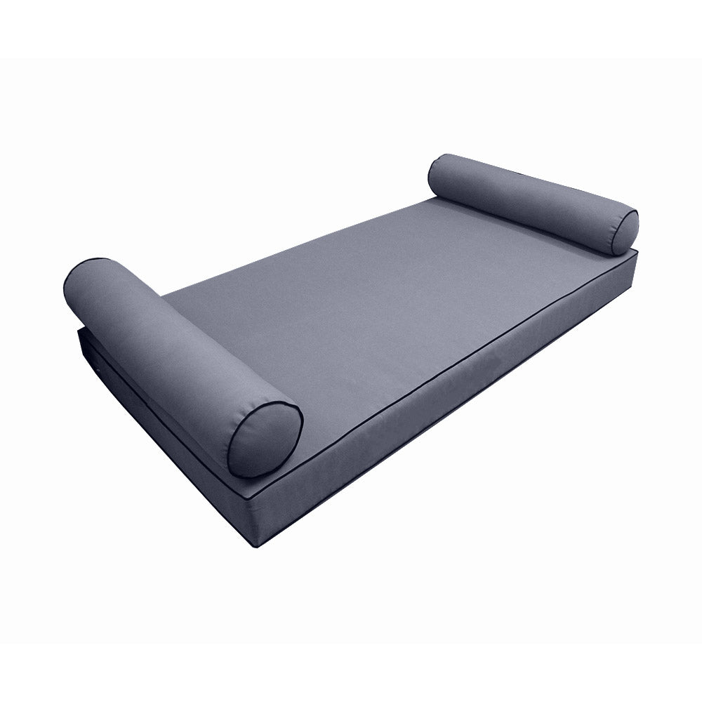 Style5 Crib Size 3PC Contrast Pipe Trim Outdoor Daybed Mattress Cushion Bolster Pillow Slip Cover COMPLETE SET AD001