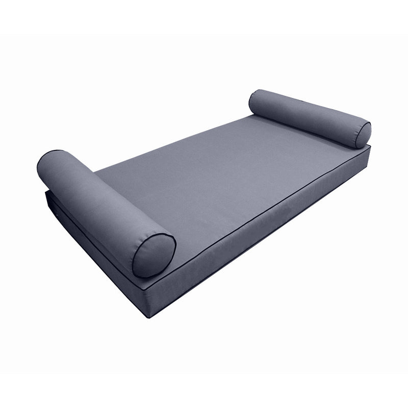 Style5 Crib Size 3PC Contrast Pipe Trim Outdoor Daybed Mattress Cushion Bolster Pillow Slip Cover COMPLETE SET AD001