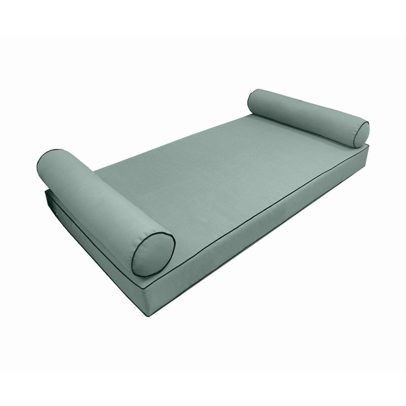 Style5 Crib Size 3PC Contrast Pipe Trim Outdoor Daybed Mattress Cushion Bolster Pillow Slip Cover COMPLETE SET AD002