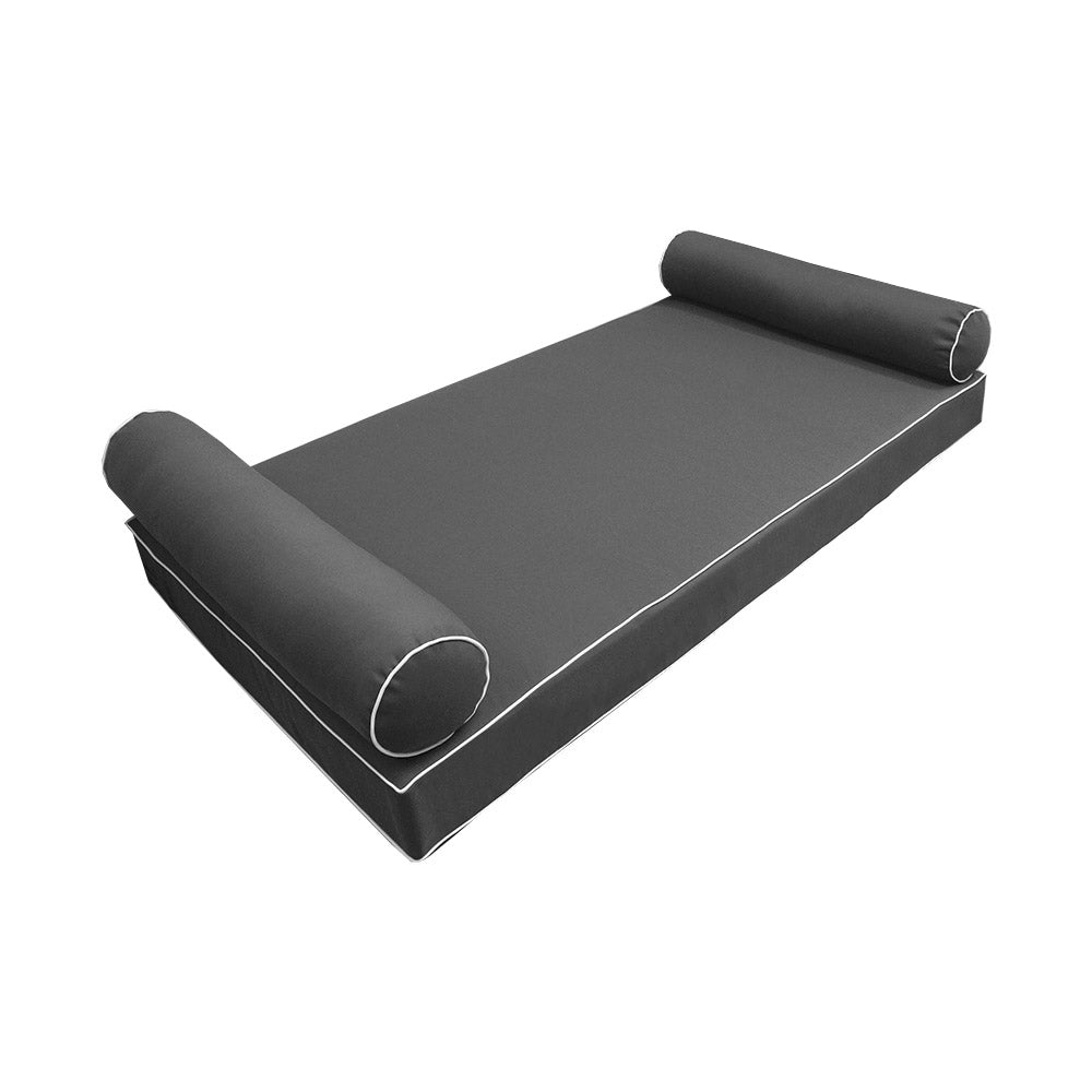 Modern outdoor daybed cushion set with two bolsters and two pillows, ideal for patio, porch, or indoor lounge spaces. — cover only
