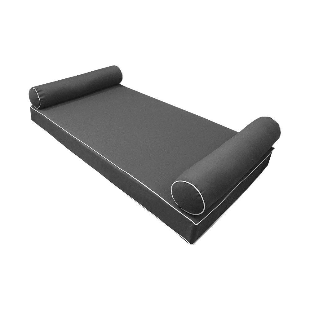 Elegant cushion and bolster set featuring refined craftsmanship and knife-edge detailing, designed for versatile indoor and outdoor comfort.