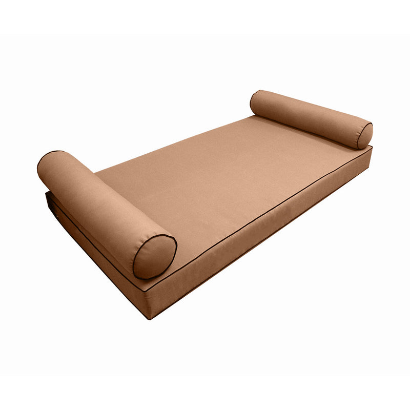 Style5 Crib Size 3PC Contrast Pipe Trim Outdoor Daybed Mattress Cushion Bolster Pillow Slip Cover COMPLETE SET AD104