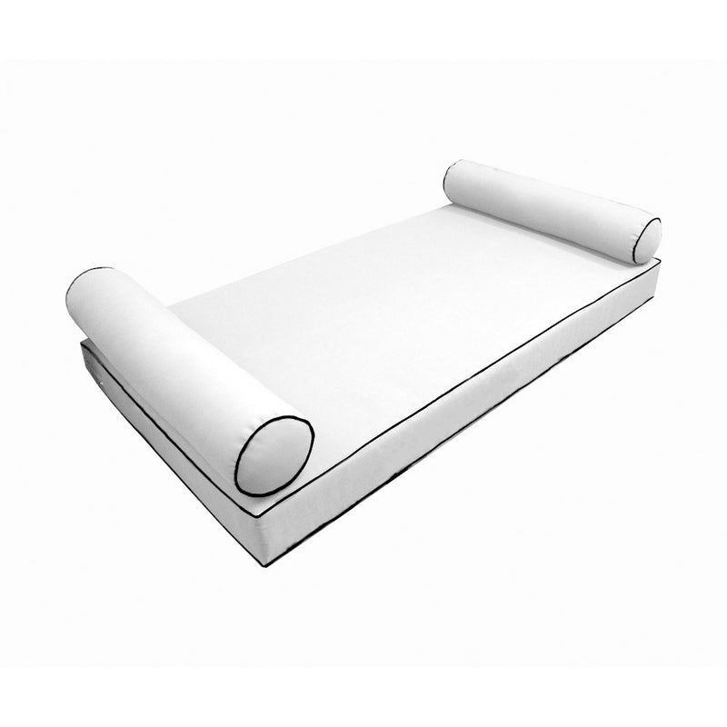 Style5 Crib Size 3PC Contrast Pipe Trim Outdoor Daybed Mattress Cushion Bolster Pillow Slip Cover COMPLETE SET AD106