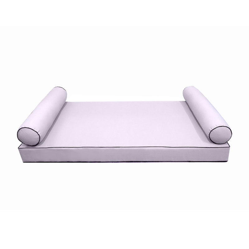Style5 Twin Size 3PC Contrast Pipe Trim Outdoor Daybed Mattress Bolster Pillow Fitted Sheet Slip Cover ONLY AD107