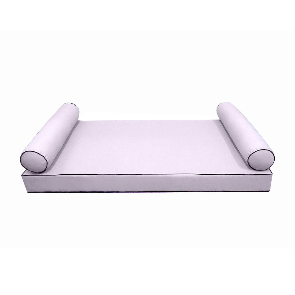 Style5 Twin-XL Size 3PC Contrast Pipe Trim Outdoor Daybed Mattress Cushion Bolster Pillow SlipCover COMPLETE SET AD107