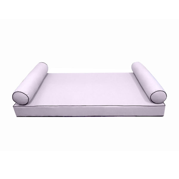 Style5 Crib Size 3PC Contrast Pipe Trim Outdoor Daybed Mattress Cushion Bolster Pillow Slip Cover COMPLETE SET AD107