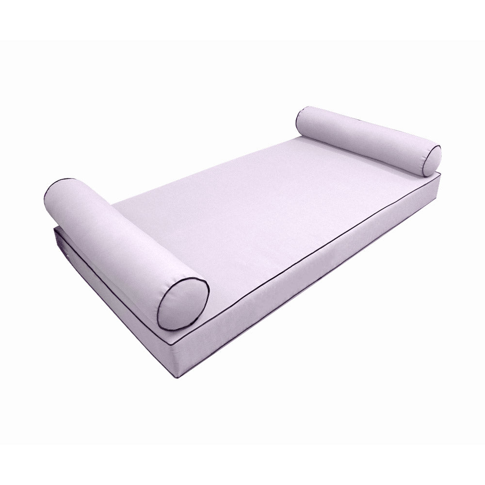 Style5 Crib Size 3PC Contrast Pipe Trim Outdoor Daybed Mattress Cushion Bolster Pillow Slip Cover COMPLETE SET AD107