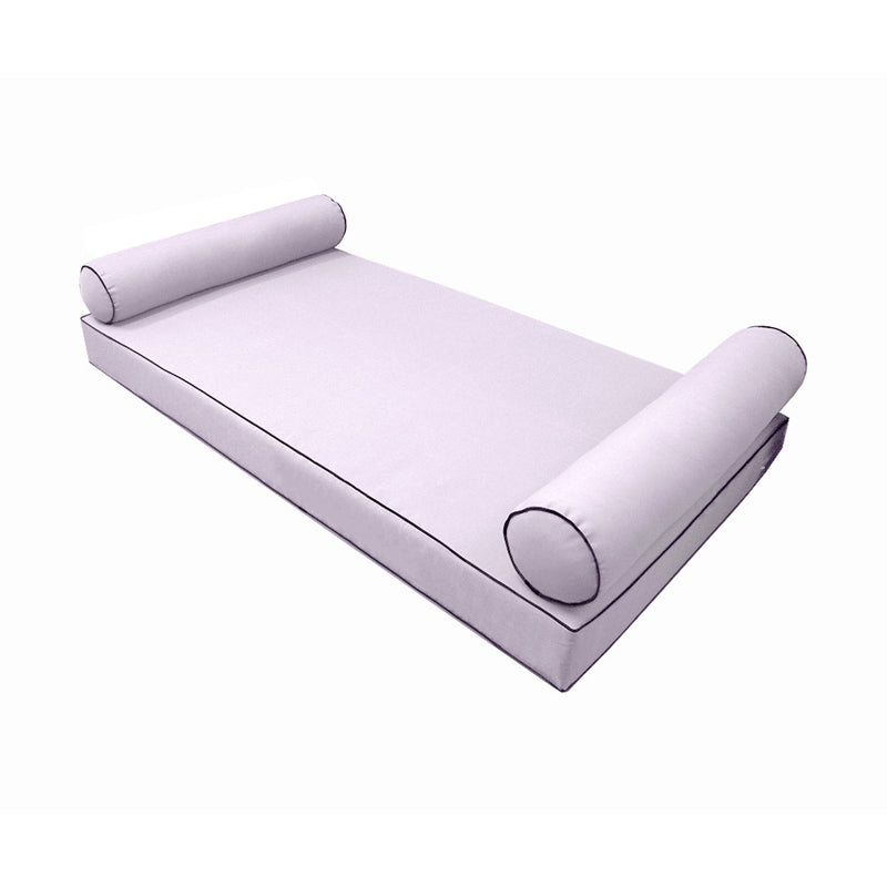 Style5 Full Size 3PC Contrast Pipe Trim Outdoor Daybed Mattress Cushion Bolster Pillow Slip Cover COMPLETE SET AD107