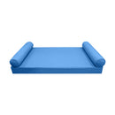 STYLE 5 - Mattress & Pillow Bolster for Outdoor Indoor Daybed Porch Swing Bed Piped Trim Queen Size AD102 | COVERS ONLY |