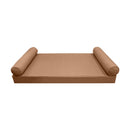 STYLE 5 - Mattress & Pillow Bolster for Outdoor Indoor Daybed Porch Swing Bed Piped Trim Queen Size AD104 | COVERS ONLY |