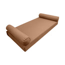 STYLE 5 - Mattress & Pillow Bolster for Outdoor Indoor Daybed Porch Swing Bed Piped Trim Queen Size AD104 | COVERS ONLY |